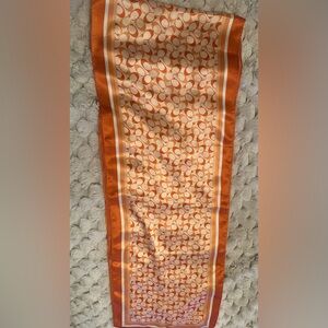 Authentic Coach Orange and Cream Signature Silk Scarf! Beautiful